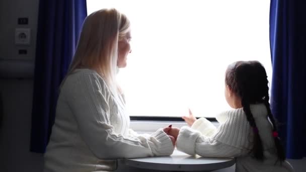 daughter and mother in the train. - Séquence, vidéo