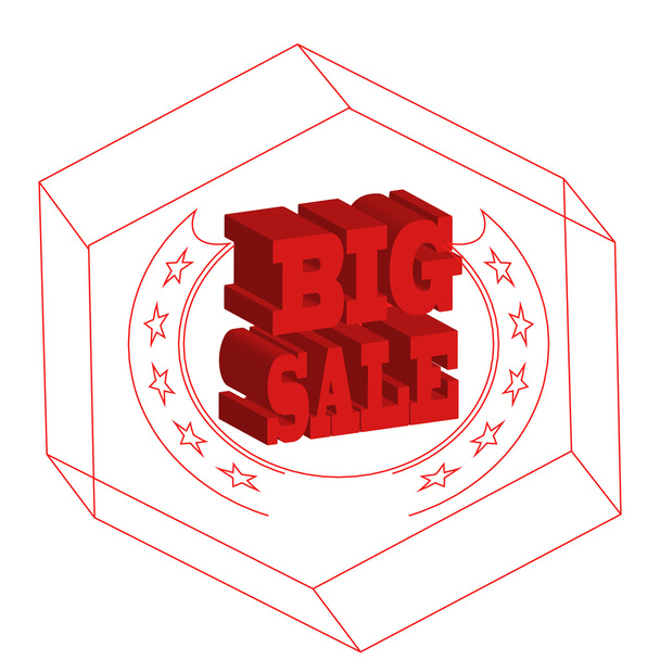 μεγάλη πώληση, κόκκινο κείμενο σε τρισδιάστατο πάνω σε λευκό χρώμα backgro - Διάνυσμα, εικόνα