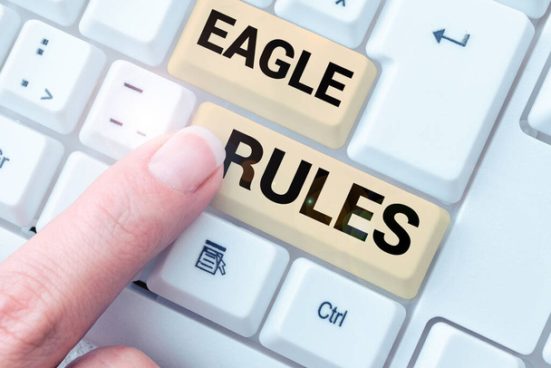 Sign displaying Eagle Rules, Concept meaning a huge set of design rules which your layout needs to pass - Foto, immagini