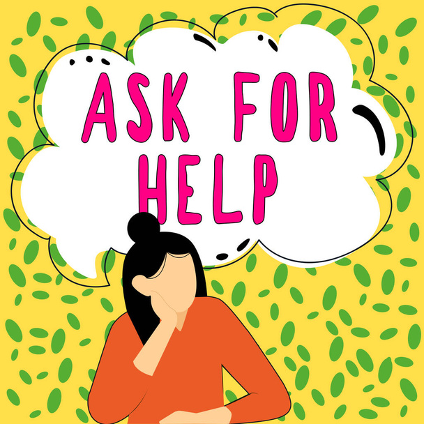Konceptuální displej Požádat o pomoc, Obchodní přehled Požádat o pomoc - Fotografie, Obrázek