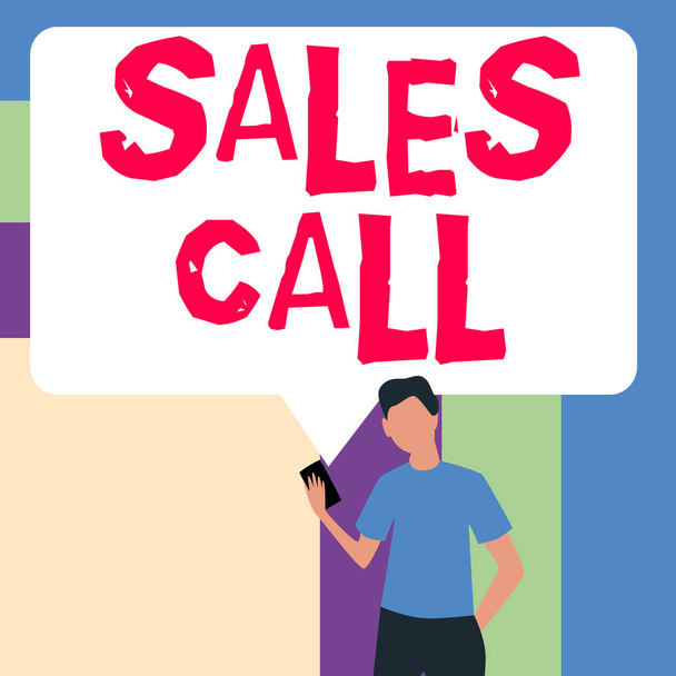 Textová značka zobrazující prodejní volání, koncept Internetu Telefonní hovor uskutečněný obchodním zástupcem společnosti - Fotografie, Obrázek