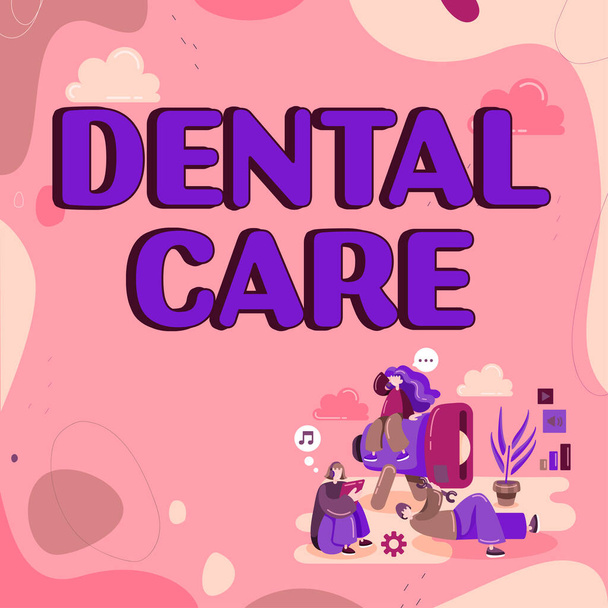 Hand writing sign Dental Care, Conceptual photo maintenance of healthy teeth or to keep it clean for future - Foto, Imagem