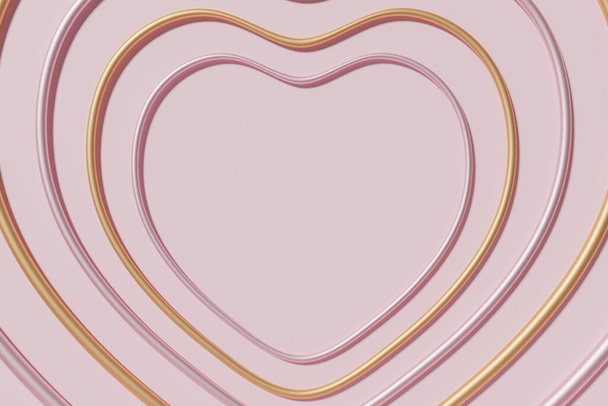 3d renderização de moldura de coração rosa pastel em um fundo rosa para o seu projeto Dia dos Namorados - Foto, Imagem