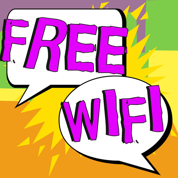 Assinar exibindo Wi-Fi gratuito, vitrine de negócios permitem que você se conectar à Internet em lugares públicos sem pagar - Foto, Imagem