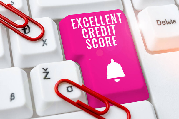 Teksti inspiraatiota Erinomainen Credit Score, Business Concept henkilöt raportti vakavaraisuus ja maksukyky - Valokuva, kuva