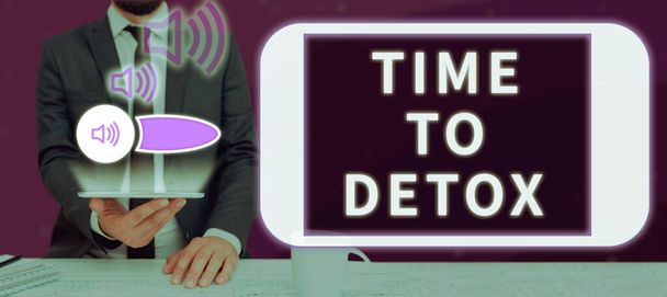 Psaní zobrazující text Time To Detox, Word for Moment for Diet Nutrition health Addiction treatment cleanse - Fotografie, Obrázek
