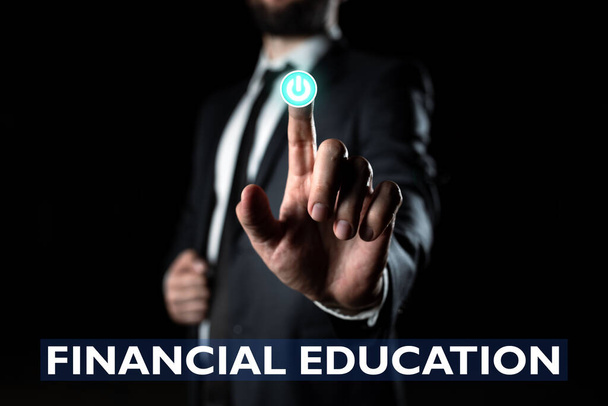 Ručně psané znamení Finanční vzdělávání, Business showcase Pochopení měnových oblastí, jako jsou finance a investice - Fotografie, Obrázek