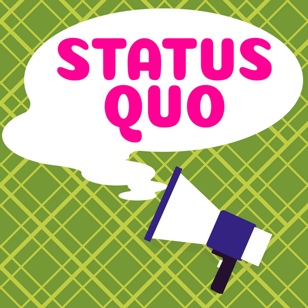 Inspiratie toont teken Status Quo, Zakelijke benadering van sociale of politieke kwesties - Foto, afbeelding