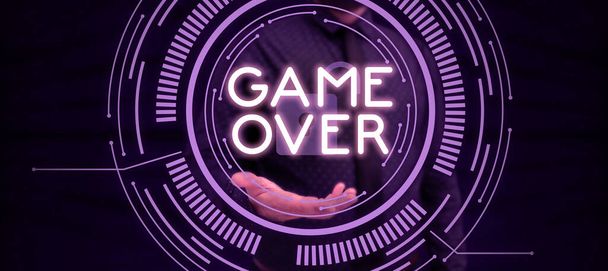 Inspiráció bemutató jel Game Over, Internet Concept A helyzet egy adott sport, hogy elérje a döntőbe, vagy véget ér - Fotó, kép