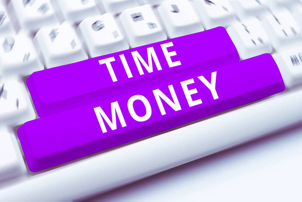 Tekst bijschrift met Time Money, Concept betekent fondsen voorgeschoten voor terugbetaling binnen een bepaalde periode - Foto, afbeelding