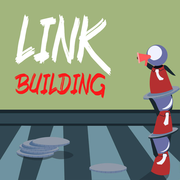 Käsin kirjoittaminen merkki Link Building, Internet Concept SEO Term Exchange Linkit Hanki hyperlinkit Indeksoitu - Valokuva, kuva