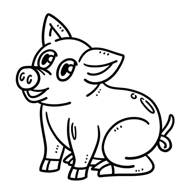 A cute and funny coloring page of Baby Pig. Provides hours of coloring fun for children. Color, this page is very easy. Suitable for little kids and toddlers. - Vector, imagen