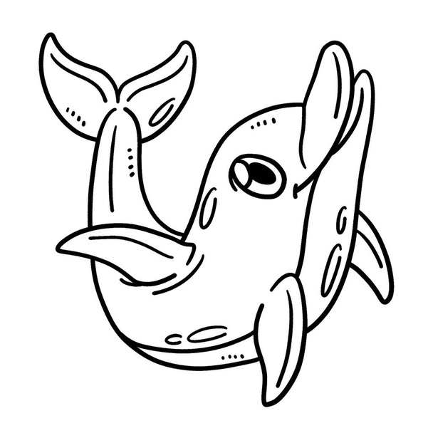 A cute and funny coloring page of Baby Dolphin. Provides hours of coloring fun for children. Color, this page is very easy. Suitable for little kids and toddlers. - Vector, imagen