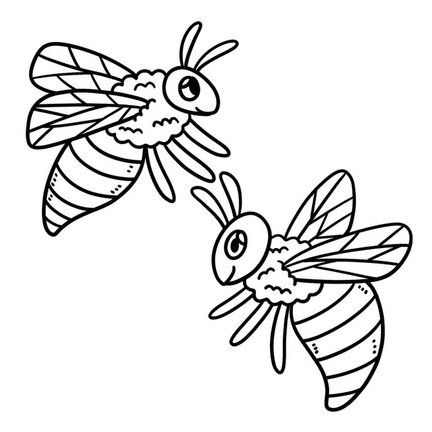 Uma página de colorir bonito e engraçado de bebê abelha. Fornece horas de diversão para colorir para crianças. Cor, esta página é muito fácil. Adequado para crianças pequenas e crianças. - Vetor, Imagem