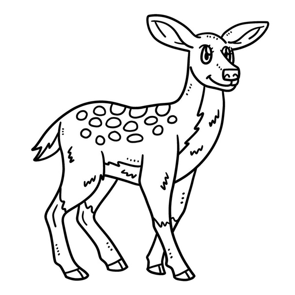 A cute and funny coloring page of Mother Deer. Provides hours of coloring fun for children. Color, this page is very easy. Suitable for little kids and toddlers. - Vector, Imagen