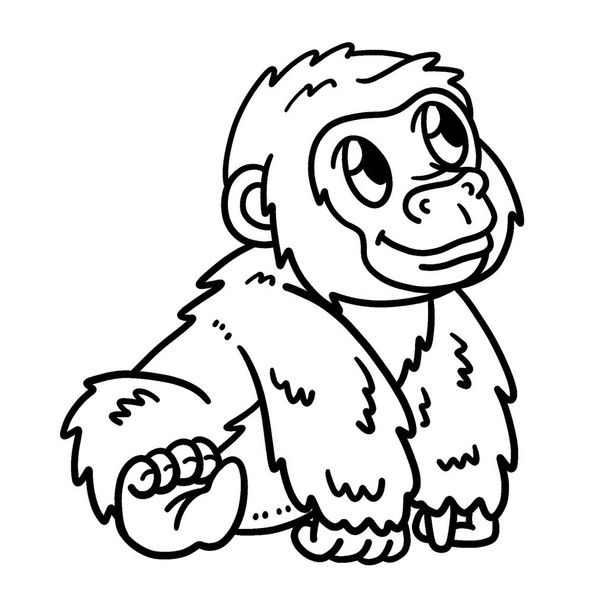 A cute and funny coloring page of Baby Gorilla. Provides hours of coloring fun for children. Color, this page is very easy. Suitable for little kids and toddlers. - Vecteur, image