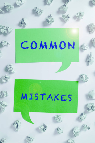 Conceptual caption Common Mistakes, Business idea actions that are often used interchangeably with error - Foto, Imagem