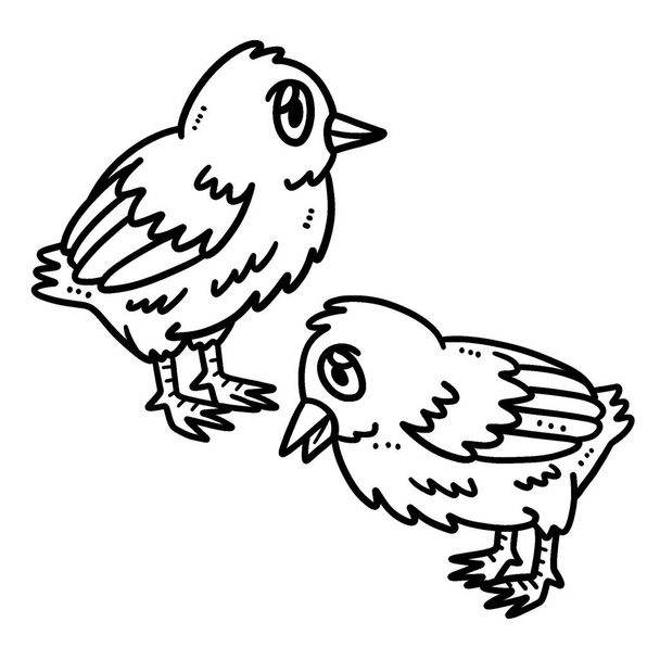 A cute and funny coloring page of Baby Chicken. Provides hours of coloring fun for children. Color, this page is very easy. Suitable for little kids and toddlers. - Vector, Image