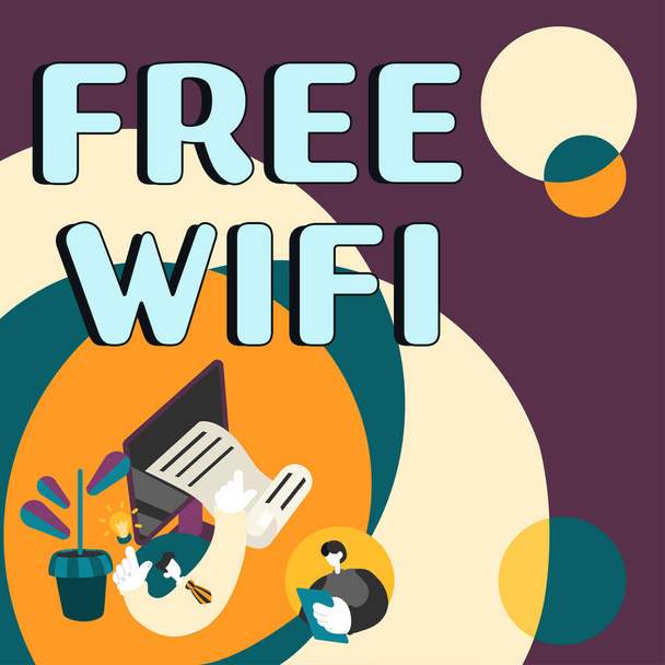 Подпишитесь на бесплатный Wi-Fi, что означает, что вы можете подключаться к интернету в общественных местах без оплаты - Фото, изображение