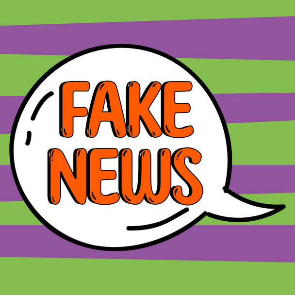 Znak tekstowy pokazujący Fałszywe Wiadomości, Pomysł na biznes Przekazywanie informacji osobom, które nie są prawdziwe przez media - Zdjęcie, obraz