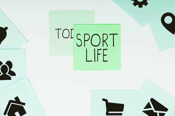 Handschrift Sport Life, Woord voor Fond van sport of andere buitenactiviteiten Fysiek actief - Foto, afbeelding