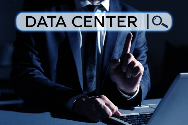 Text caption presenting Data Center, Concept meaning a repository that houses computing facilities like servers - Foto, imagen