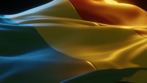 Bolivia Flag, Close up, Low Side Angle with Warm Atmospheric Lighting, 3d render - Séquence, vidéo