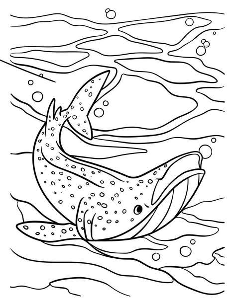 A cute and funny coloring page of a Whale Shark. Provides hours of coloring fun for children. Color, this page is very easy. Suitable for little kids and toddlers. - Vector, Image