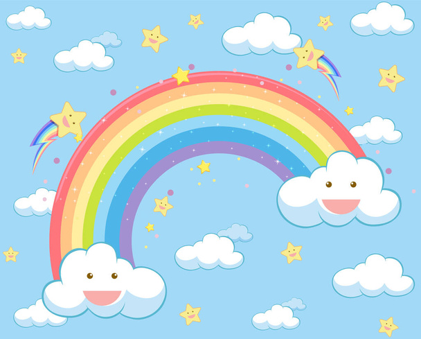 Lindo pastel arco iris fondo ilustración - Vector, imagen