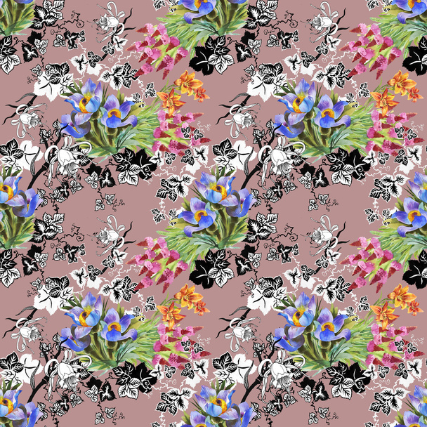 Seamless floral pattern - Fotoğraf, Görsel