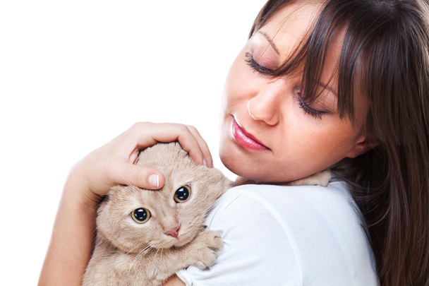 Young woman with cat - Zdjęcie, obraz