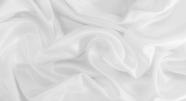 Белый фон ткани абстрактный с мягкими волнами, крупным планом текстуры тромба - Фото, изображение