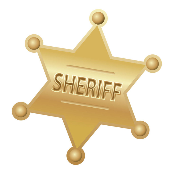 sheriff star or badge, golden color, vector illustration - Vector, Image