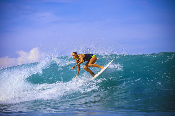 Surfista chica en Amazing Blue Wave
 - Foto, imagen