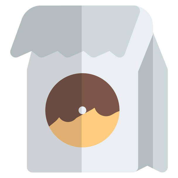 Paper bag of creamy tasty donuts. - Vector, Imagen