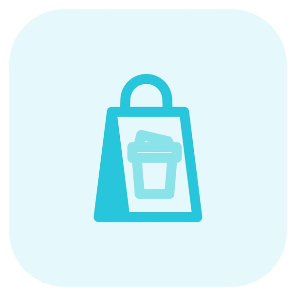 Beverage packed in a bag for takeaway. - Vector, imagen
