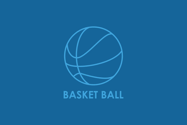 Μπάσκετ μπάλα περίγραμμα σχεδιασμό λογότυπο. Αθλητισμός αντικείμενο και εξοπλισμό εικονίδιο έννοια. Αθλητική κατάρτιση σύμβολο διάνυσμα σχεδιασμό σε μπλε φόντο. - Διάνυσμα, εικόνα