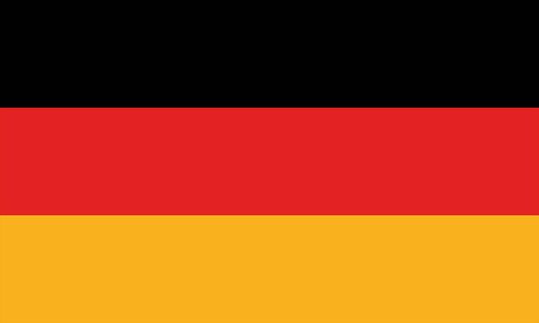 Valtio heiluttaa Saksan lippua. Valkoiset, punaiset ja kultaiset kansalliset värit. Tasavektorin kuva. - Vektori, kuva