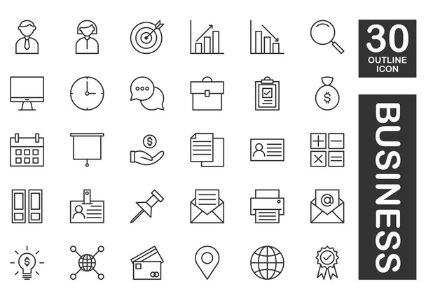 Set of icons for business. Outline style icon business on white background. Vector eps10 - Vector, Imagen