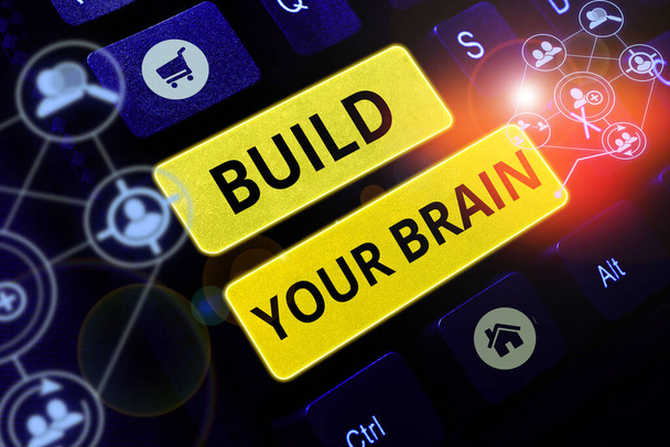 Wyświetlacz koncepcyjny Zbuduj swój mózg, Biznes podejście działania umysłowe w celu utrzymania lub poprawy zdolności poznawczych - Zdjęcie, obraz