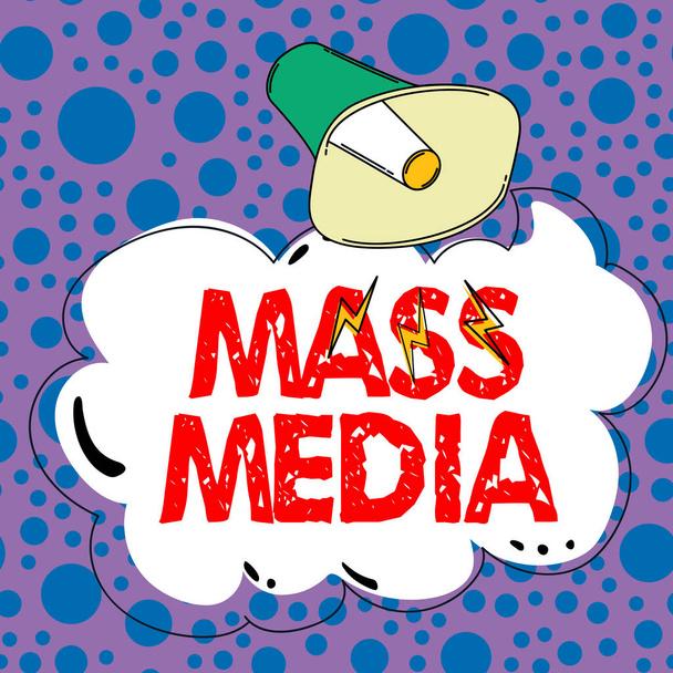 Podpis koncepcyjny mass media, pojęcie oznaczające ludzi z grupy informujących opinię publiczną o tym, co się dzieje - Zdjęcie, obraz