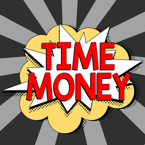 Выписка от руки Время Деньги, Обзор бизнеса фонды, авансовые для погашения в течение определенного периода времени - Фото, изображение