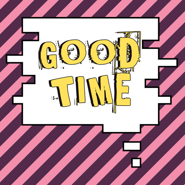 Inspiratie toont teken Good Time, Business aanpak van het juiste moment om iets te doen of voor iets te gebeuren - Foto, afbeelding