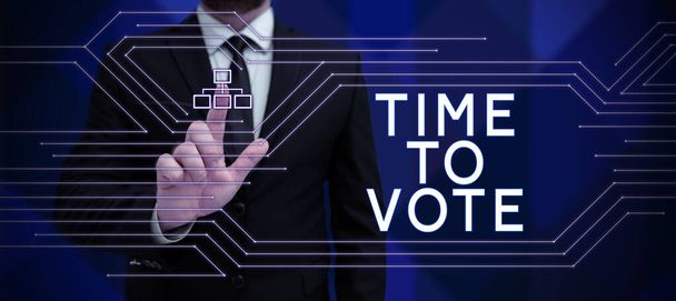 Text showing inspiration Time To Vote, Business concept Election ahead choose between some candidates to govern - Foto, Imagem