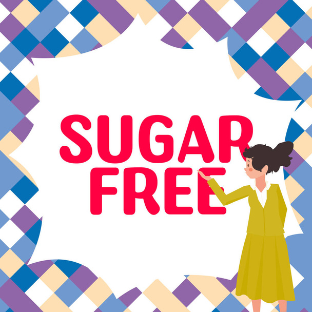 Conceptuele bijschrift Suikervrij, Business idee met een kunstmatige zoetstof in plaats van suiker - Foto, afbeelding