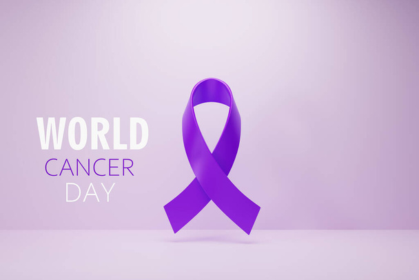 world cancer day concept with bow 3d rendering. - Photo, Image