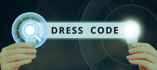 Rukopisný text Dress Code, obchodní přístup akceptovaný způsob oblékání pro konkrétní příležitost nebo skupinu - Fotografie, Obrázek