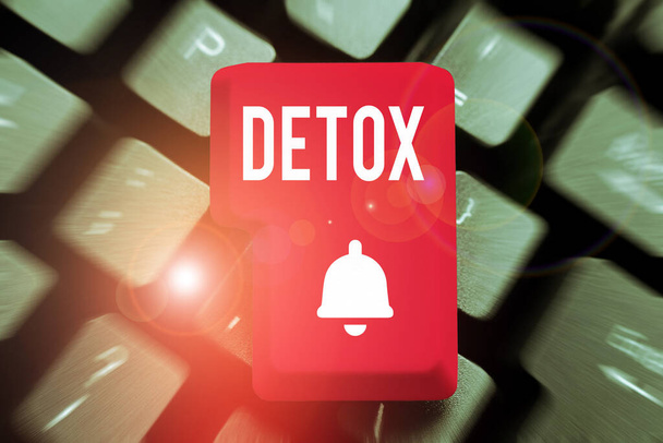 Inspiratie tonen teken Detox, Internet Concept Moment voor Dieet Voeding gezondheid Verslaving behandeling reinigen - Foto, afbeelding