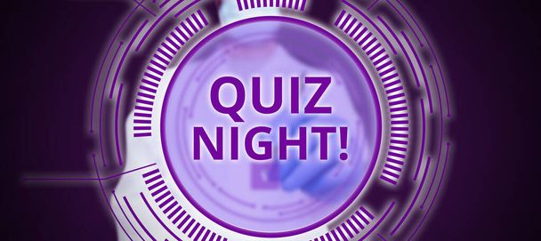 Conceptueel bijschrift Quiz Night, Internet Concept avond test kennis wedstrijd tussen individuen - Foto, afbeelding