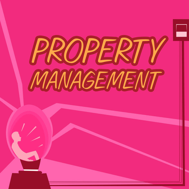 Подпись к тексту, представляющая управление недвижимостью, концепция, означающая надзор за сохранением стоимости объекта недвижимости - Фото, изображение
